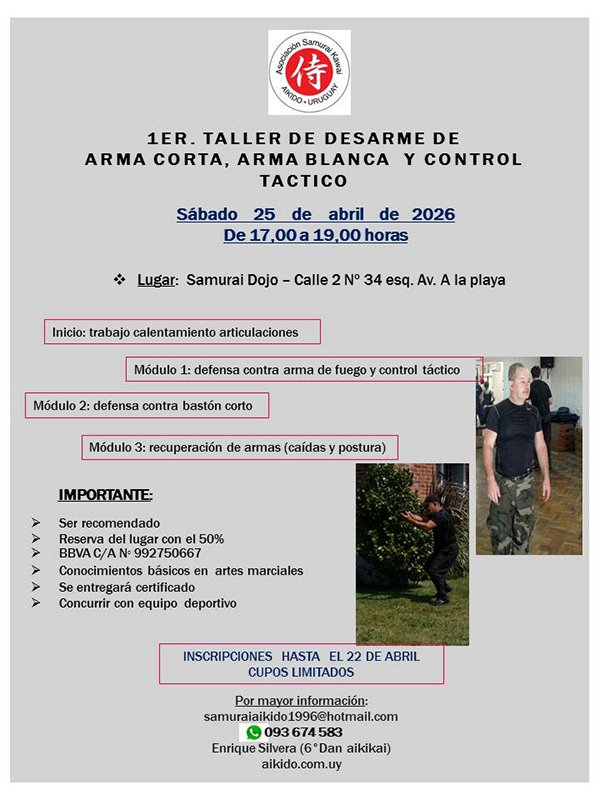 1er taller de desarme de arma corta, arma blanca y control táctico